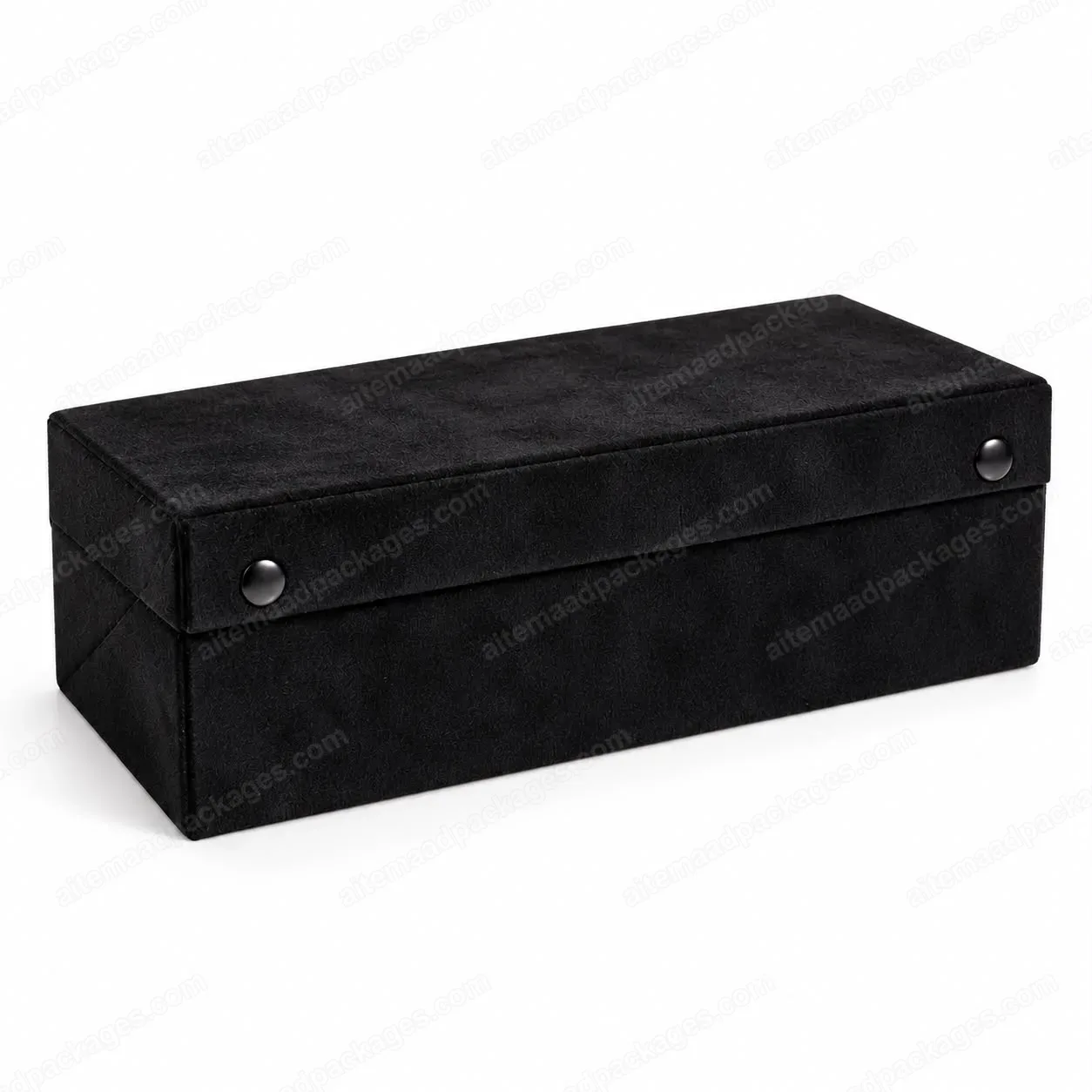 Black Velvet Box with Snap Studs
