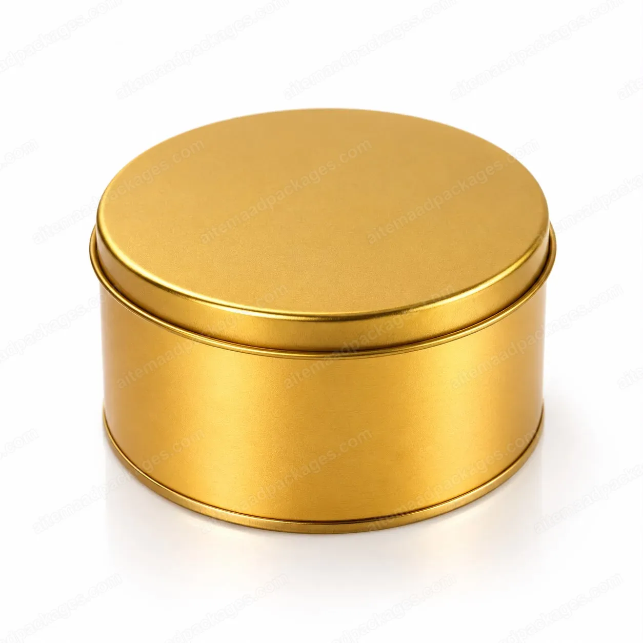 Plain Gold Round Metal Tin
