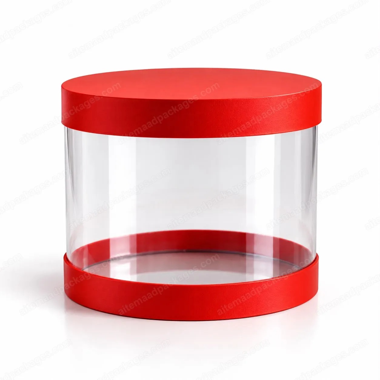 Red Round Clear Gift Box
