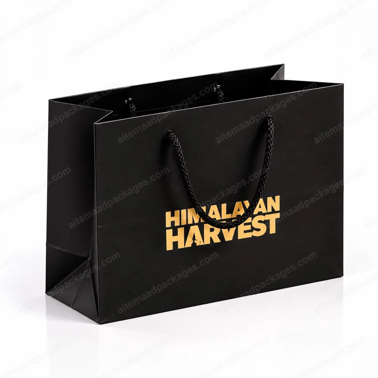 Black Paper Carrier Bag with Gold Print