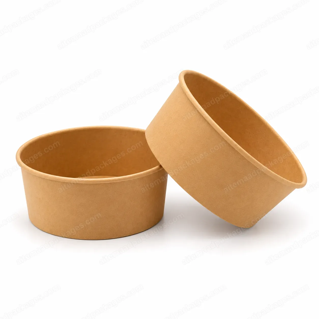 Kraft Paper Food Bowl, 750 and 1000 ml, two bowls, one tilted