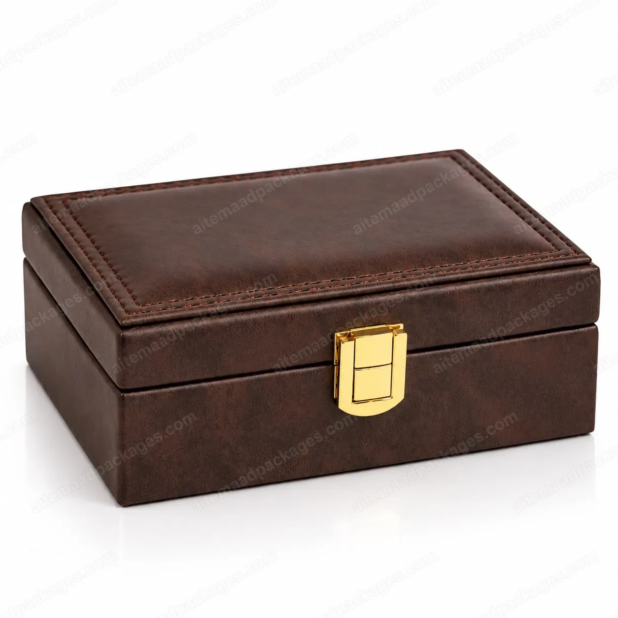 Brown Leather Presentation Box with Gold Clasp