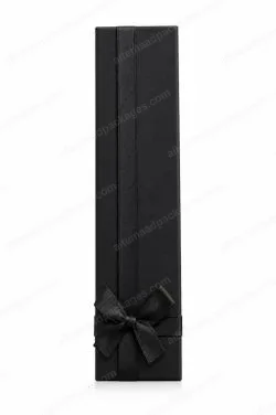 Long black gift box with satin bow, 20.5 x 5.5 cm
