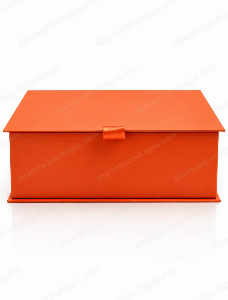 Orange Ribbon Flap Gift Box, Large (45 x 32 cm)