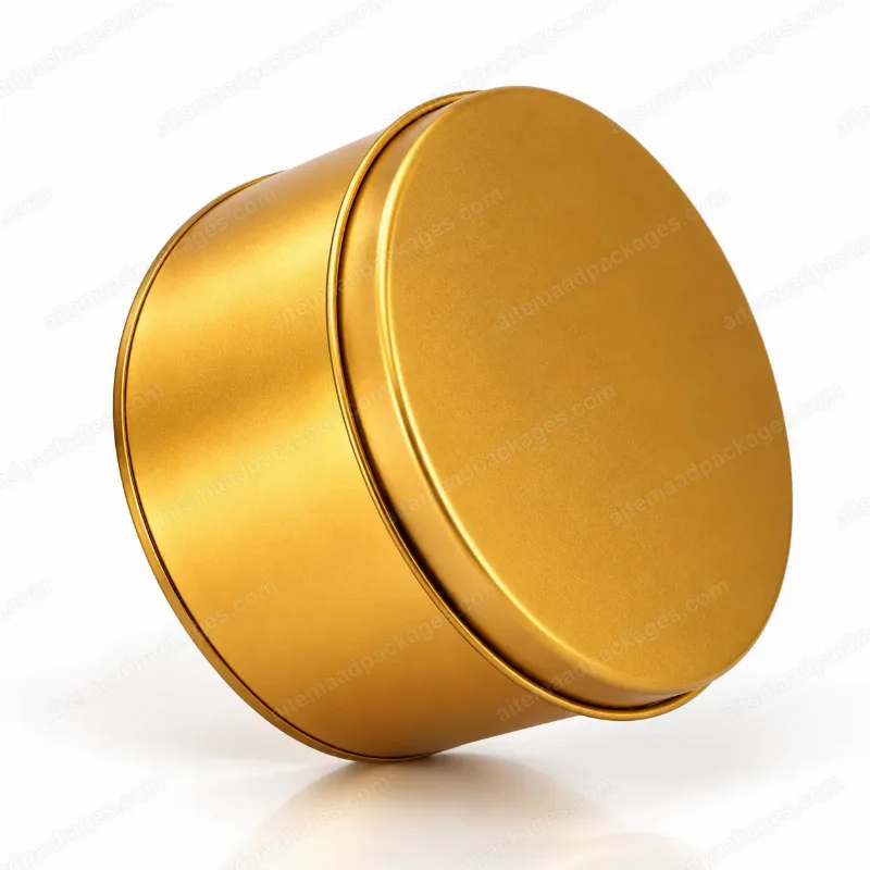 Gold Round Tin in 4 Sizes (1 kg, 0.5 kg, 4 x 4 in, 3 x 3 in)