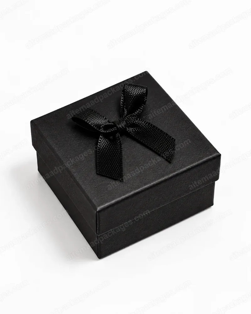 Black Gift Box with Satin Bow, Mini (9 x 7 cm)